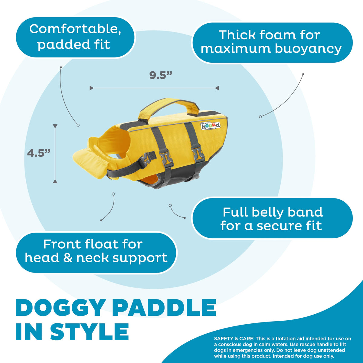 Outward Hound Granby Splash Dog Life Jacket with Handle, Reflective Floating Vest for Swimming & Boating, Maximum Buoyancy, All Skill Levels, Extra-Small Dogs & Puppies (11–15" Girth), Yellow, X-Small 🍁 All In One Marketplace Canada