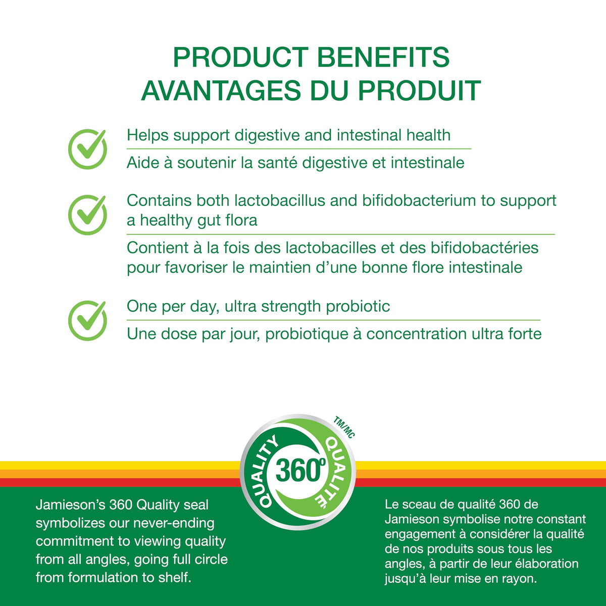 Jamieson Probiotic 60 Billion Active Cells, Ultra Strength, Supports Digestive Health and Intestinal Health. 9 Unique Strains, Including Lactobacillus and Bifidobacterium, Non-GMO, Gluten-Free, 24 Vegetarian capsules 🍁 All In One Marketplace Canada