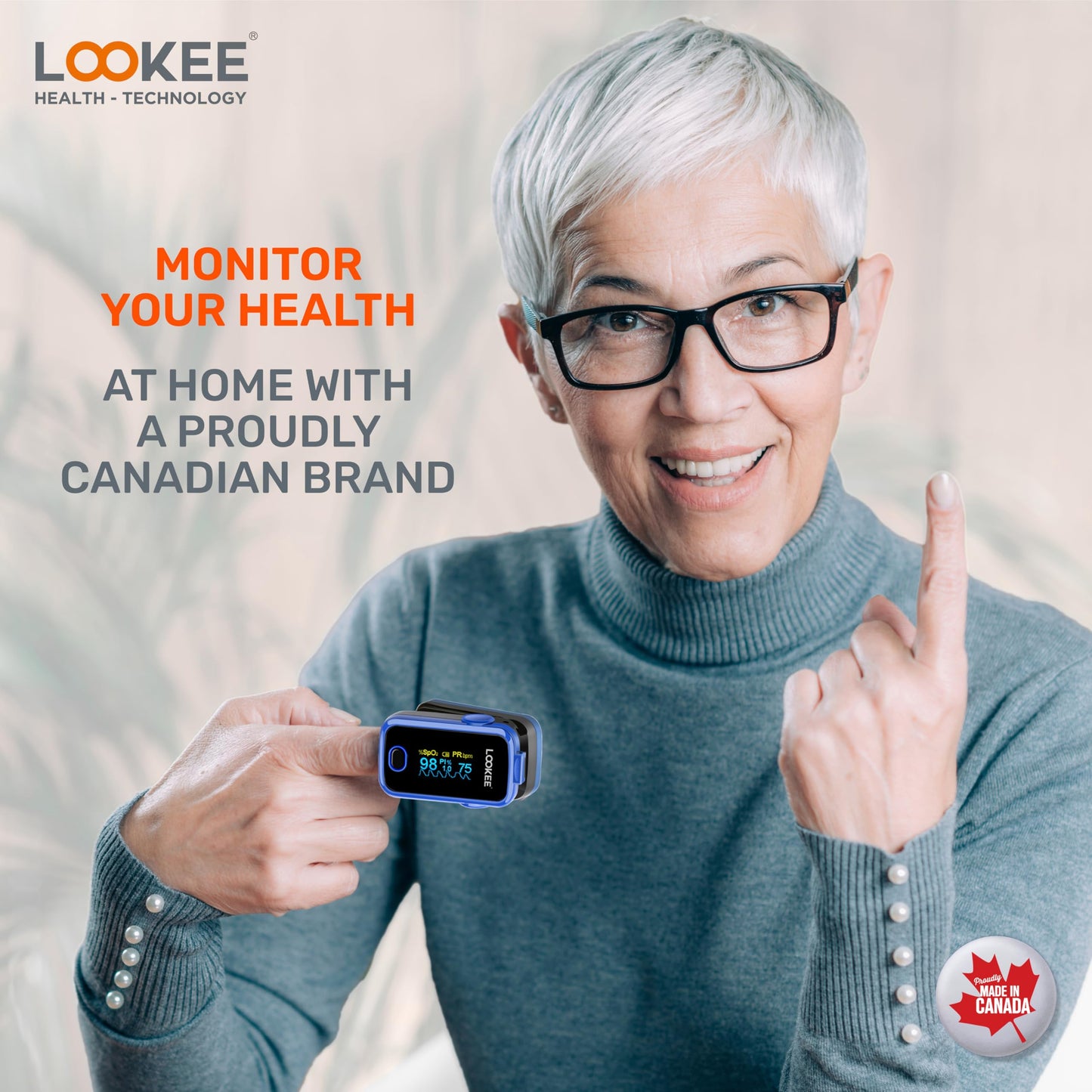 LOOKEE A310 Premium Pulse Oximeter Finger Heart Rate Oxygen Monitor | Proudly Canadian | SpO2 Blood Oxygen Level | Medical Accuracy, Alarm & PI | OLED Display | Carry Case & Batteries | Blue 🍁 All In One Marketplace Canada