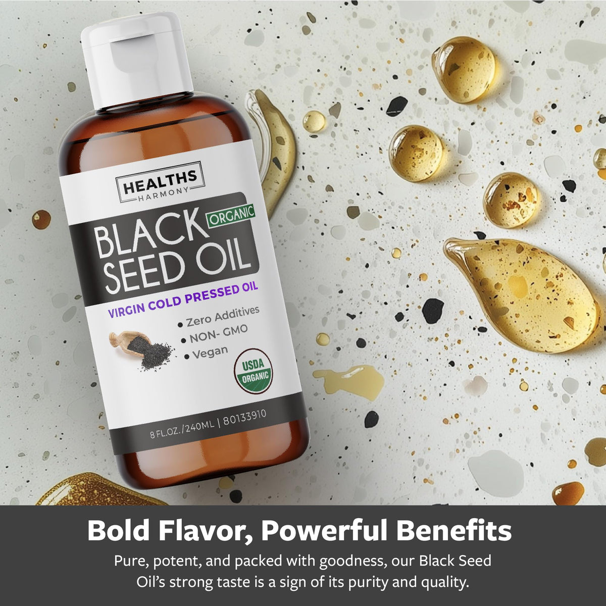 Organic Black Seed Oil | Cold Pressed Pure Black Cumin Seed Oil | Antioxidant, Blood Sugar & Liver Support | 100% Pure, Virgin Nigella Sativa | Zero Additives, Vegan & Non-GMO | 240ml (8 oz.) 🍁 All In One Marketplace Canada