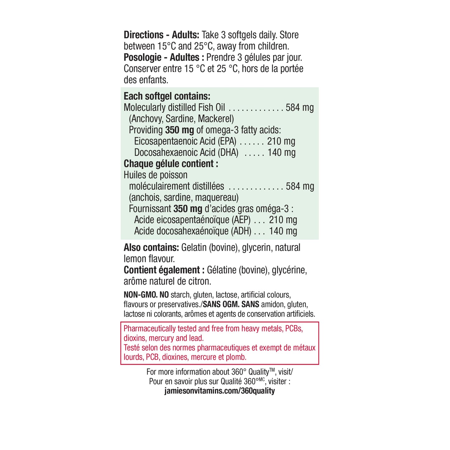 Jamieson Omega-3 Mini Softgels, No Fishy Aftertaste, Improves Heart Health, and Supports Brain Health. With 210 mg EPA and 140 mg DHA, No Burpback, Easy to Swallow, Gluten-Free, Non-GMO, 200 Count 🍁 All In One Marketplace Canada