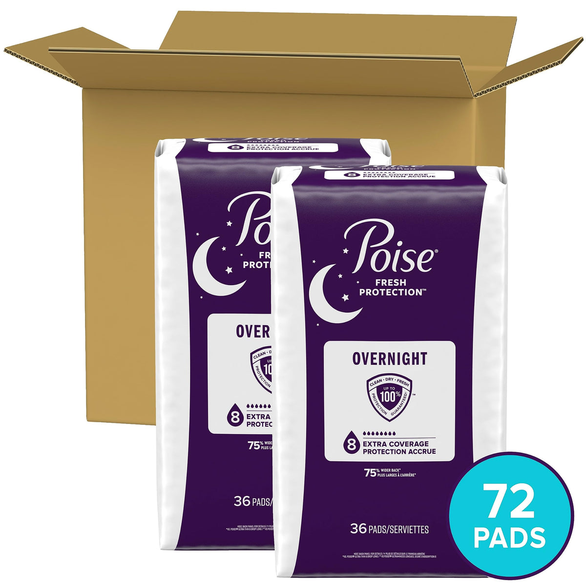 Poise Overnight Postpartum Incontinence Pads, Ultimate Absorbency, 72 Count (2 Packs of 36) 🍁 All In One Marketplace Canada