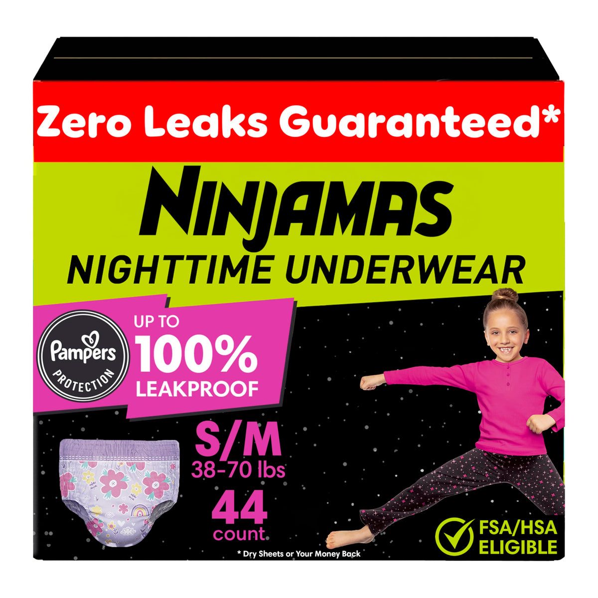Pampers Ninjamas Nighttime Bedwetting Underwear Girls Size S/M (38-65 lbs) 44 Count (Packaging & Prints May Vary) 🍁 All In One Marketplace Canada