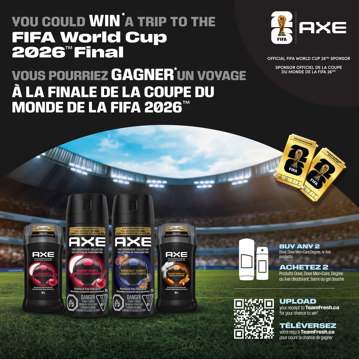AXE Dark Temptation Deodorant Body Spray for 48-Hour odour protection, Dark Chocolate Aluminum-free Deodorant, 113g (Pack of 4) 🍁 All In One Marketplace Canada