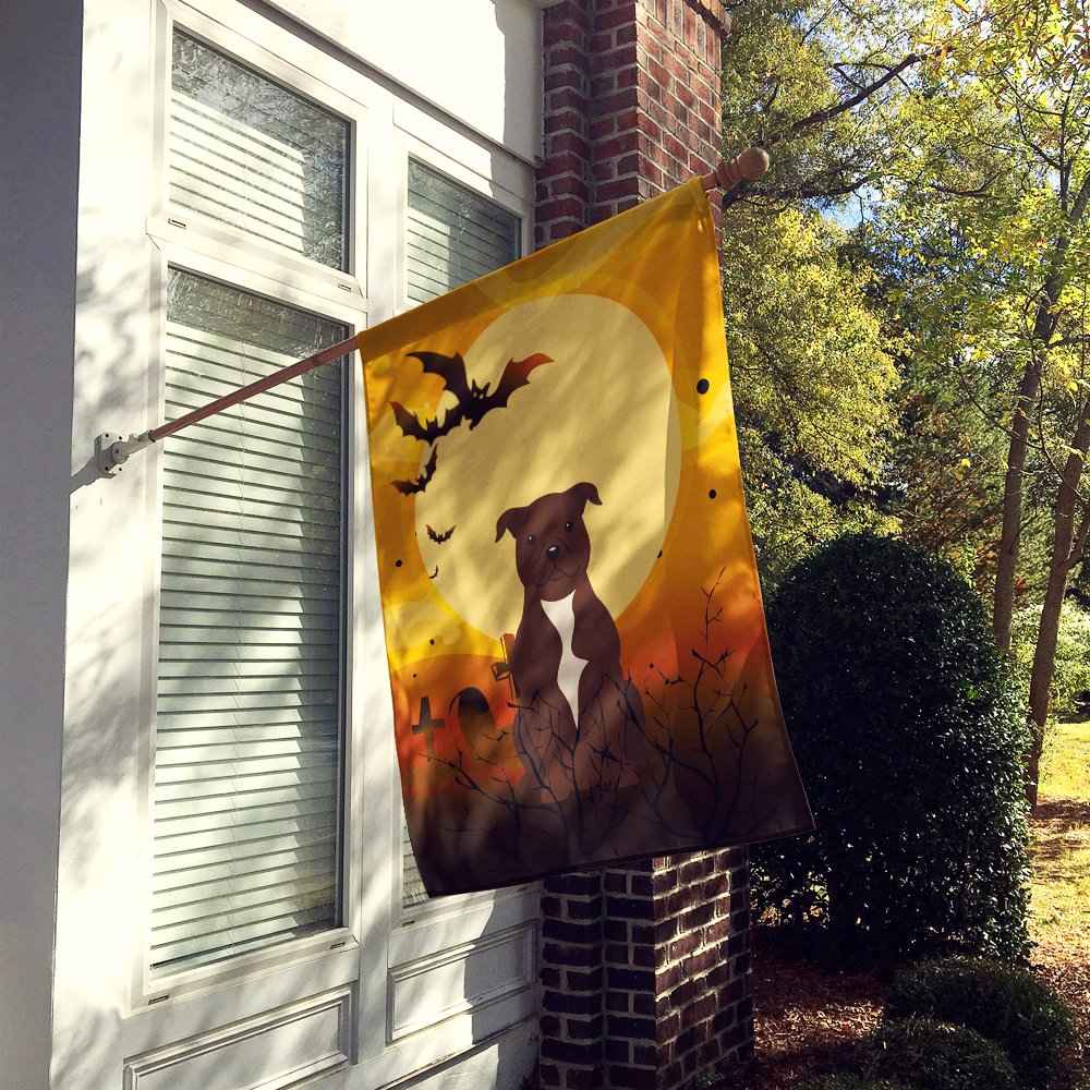 Caroline's Treasures BB4314CHF Halloween Staffordshire Bull Terrier Chocolate Flag Canvas House Size, Large, Multicolor