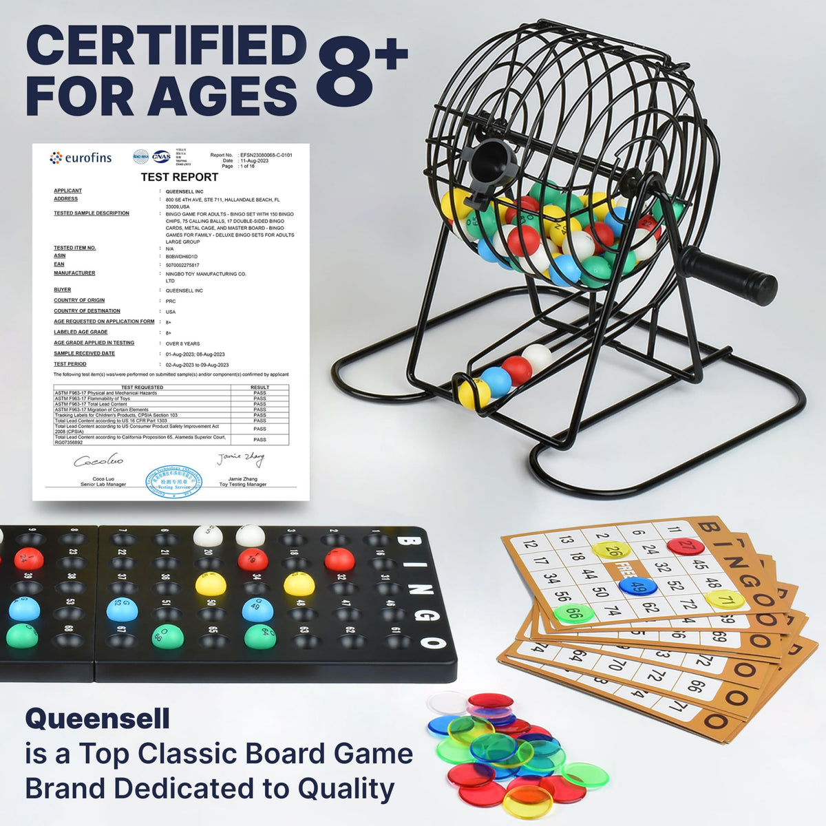Queensell Bingo Game for Adults - Best Board Game With Metal Cage, Balls Set, and Cards - Family Game for Large Groups 🍁 All In One Marketplace Canada