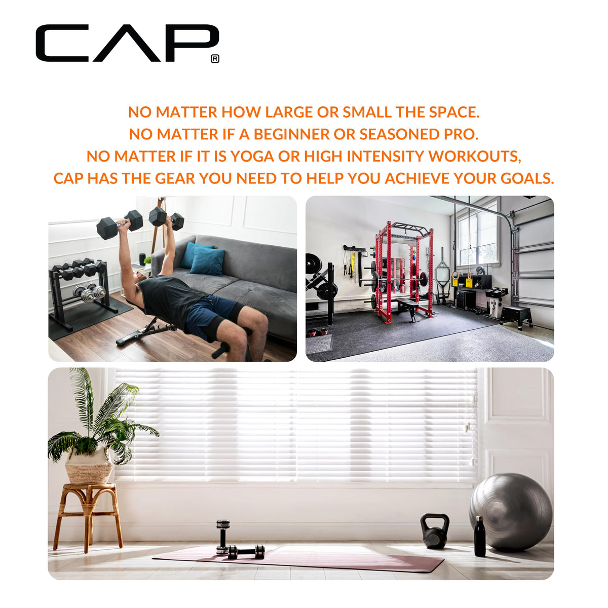 CAP Barbell Yoga Mat 1/2" Thick with Carrying Strap - High Density Exercise Mat for Yoga, Pilates, Stretching, Floor & Fitness Workouts - 68''x24''x1/2" | Black 🍁 All In One Marketplace Canada