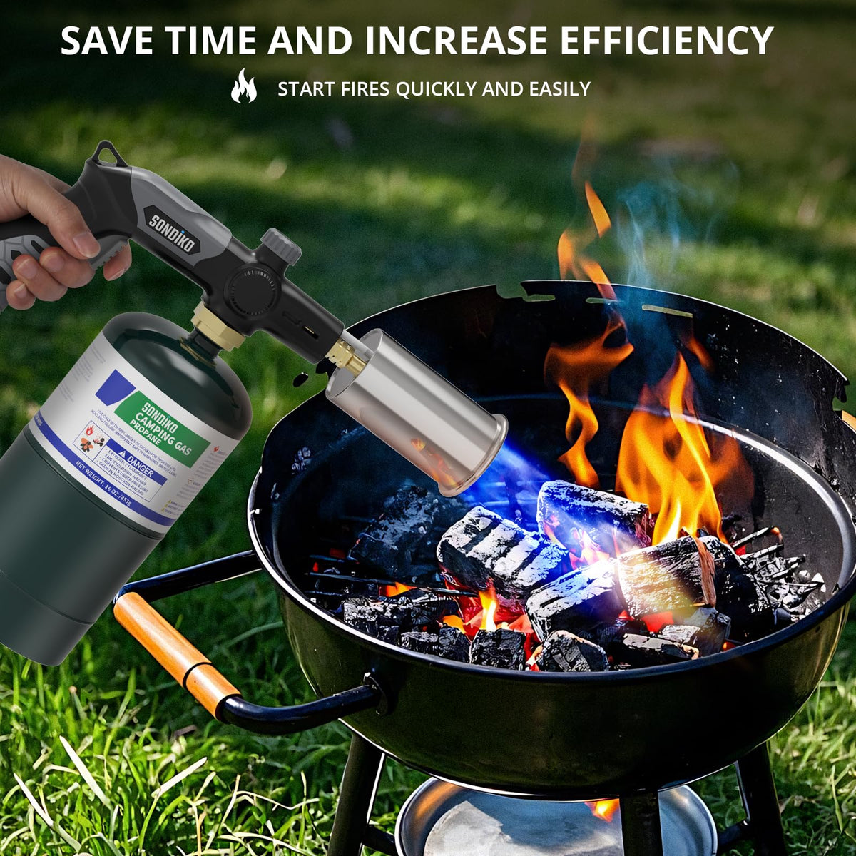 Sondiko Powerful Propane Torch L8010, Gas Welding Equipment,Propane Torch Head with Igniter, Blow Torch, Campfire Starter, Adjustable Flamethrower Gun for BBQ and Baking(Propane Tank NOT Included) 🍁 All In One Marketplace Canada