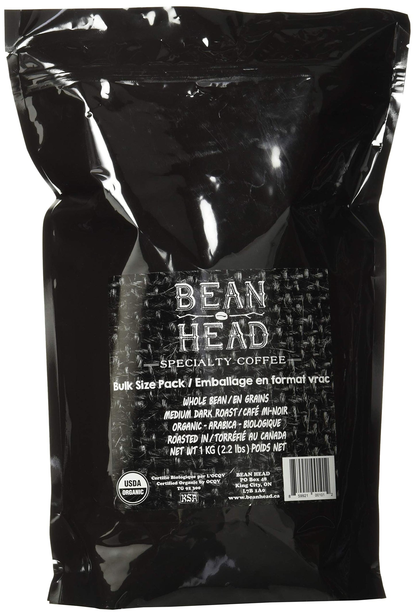 BEAN HEAD Specialty Grade Organic Coffee, Bulk Pack, Whole Bean, 1 KG 🍁 All In One Marketplace Canada