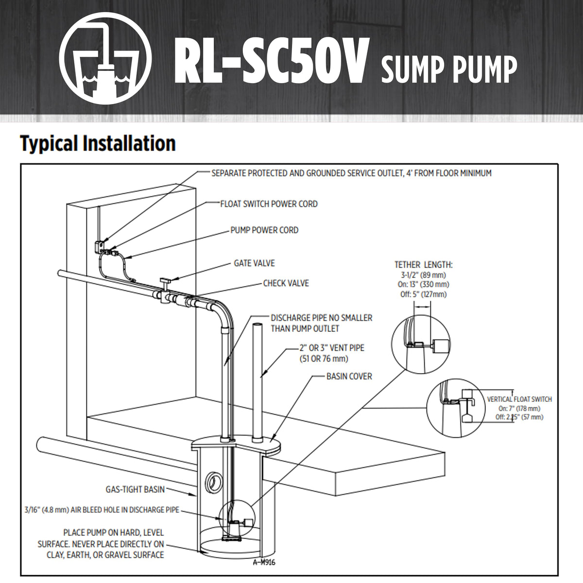 Red Lion RL-SC50V 115-Volt, 1/2 HP, 4300 GPH Cast Iron Sump Pump with Vertical Switch, 10-Ft. Cord, Red, 14942747 🍁 All In One Marketplace Canada