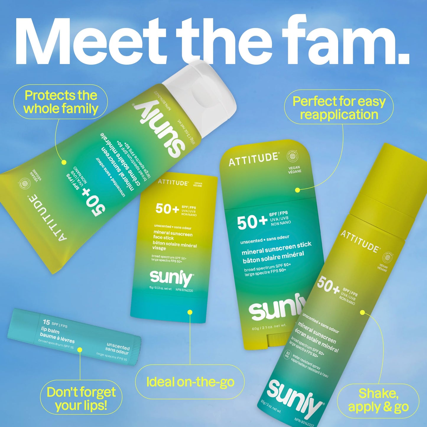 ATTITUDE Mineral Sunscreen Lightweight Lotion SPF 50, Broad Spectrum Zinc Oxide, EWG Verified, Non-Nano, Water-Resistant 80 Minutes, Non-Greasy for Face & Body, Vegan, Unscented, 80 grams 🍁 All In One Marketplace Canada