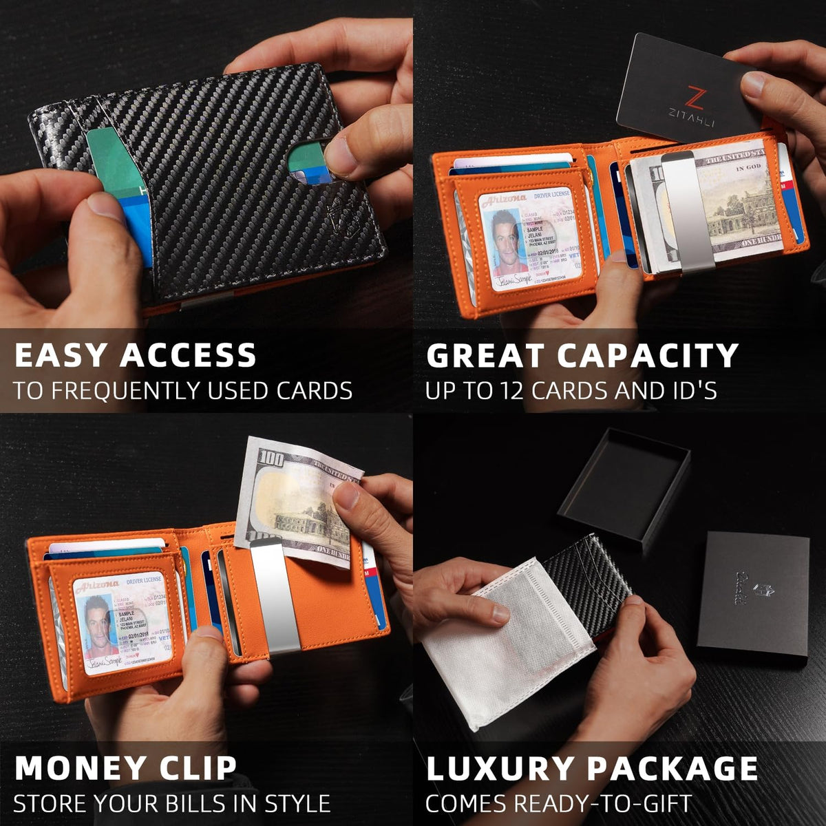 Zitahli Mens Slim Wallet Larger Capacity with 12 Slots RFID Blocking Minimalist Bifold Front Pocket Wallet for Men with ID Window 🍁 All In One Marketplace Canada