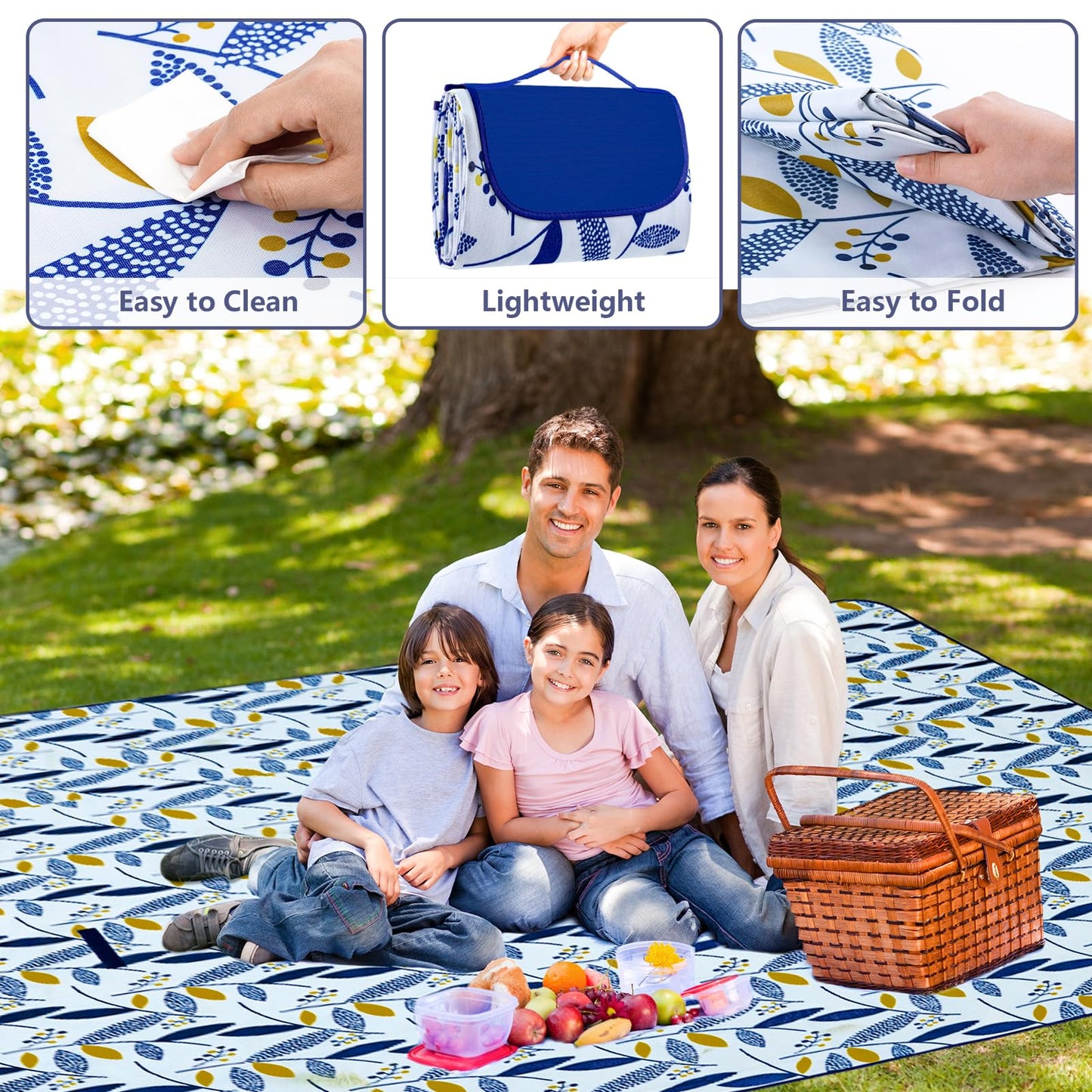 Habaylin Picnic Blanket Large, 79"X79" Waterproof Extra Large Beach Blanket, Foldable Picnic Blanket for Hiking, Party, Camping on Grass Sandproof Handy Picnic Mat 🍁 All In One Marketplace Canada