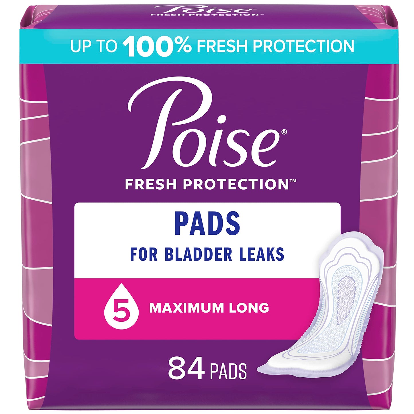 Poise Incontinence Pads for Women, Maximum Absorbency, Long, 84 Count (2 Packs of 42) (Packaging May Vary) 🍁 All In One Marketplace Canada