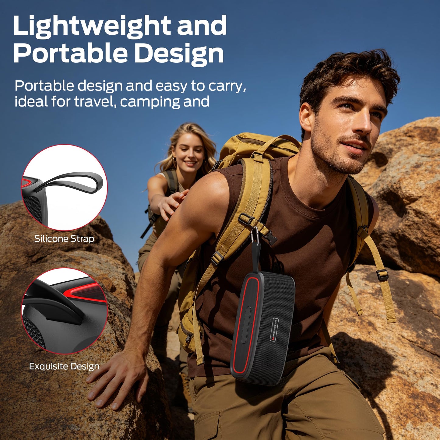 Monster Portable Bluetooth Speaker, 30W Loud Sound Wireless Speaker, IPX6 Waterproof Speaker, 17 Hours Playback, Bluetooth 5.4 TWS Pairing Portable Speakers for Home, Outdoors 🍁 All In One Marketplace Canada