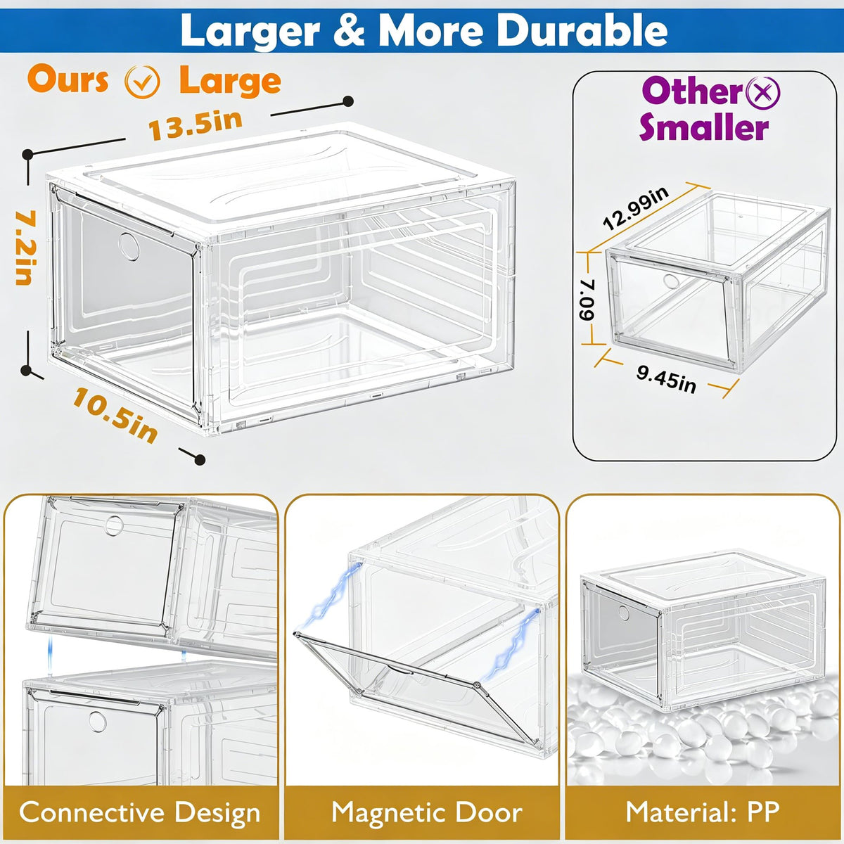 Thicken & Sturdy Clear Shoe Storage Organizer with Magnetic Door, Stackable Boxes for Closet, Foldable Space-Saving Shoe Rack for Sneaker Boot Container, Plastic Shoe Cabinet Shoe Box 6 Pack, White 🍁 All In One Marketplace Canada