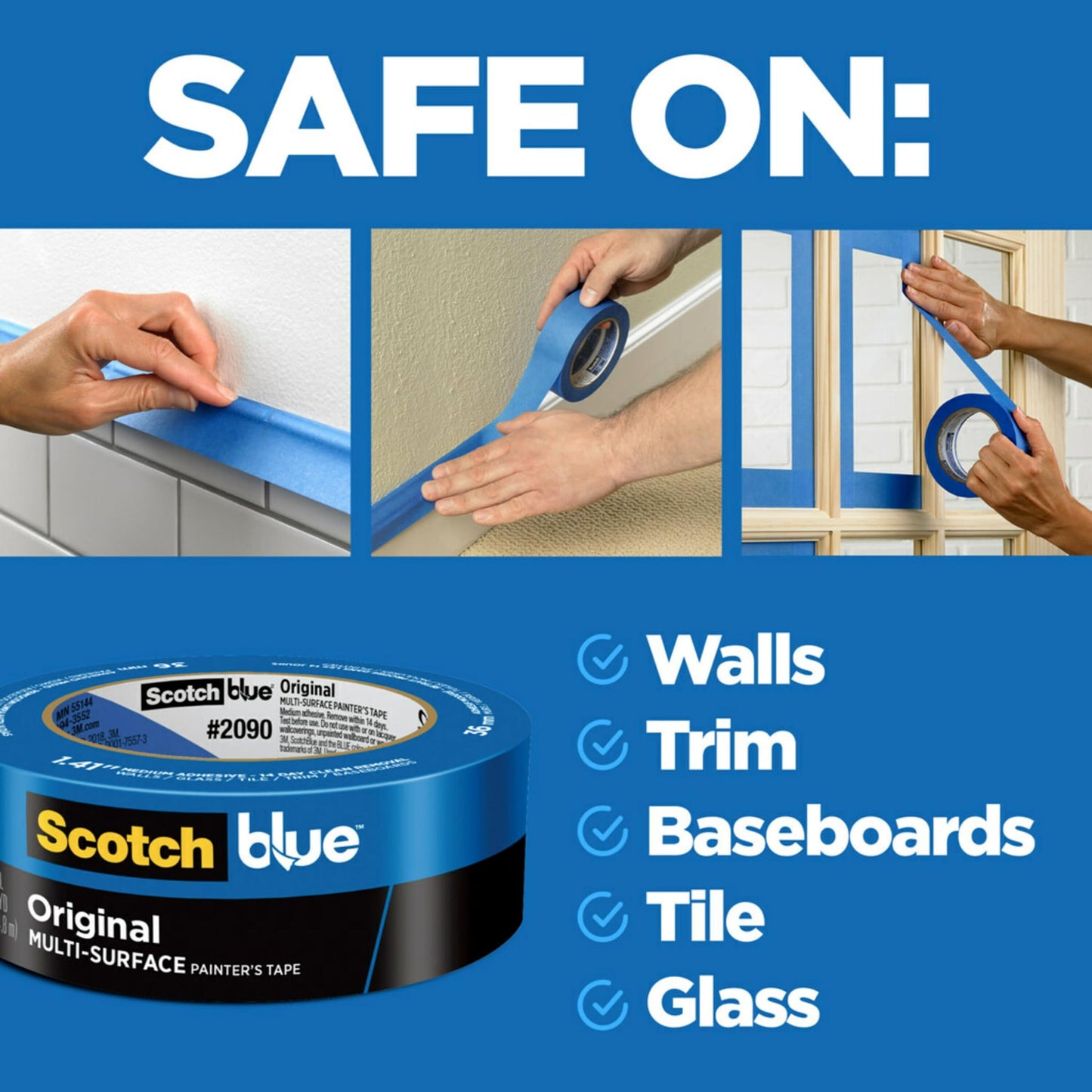 Scotch Painter’s Tape ScotchBlue Original Painter's Tape, Multi-Surface, 36 mm (4 Rolls) - 2090-1.41 Inch X 60 Yards, Blue (2090-36EP4) 🍁 All In One Marketplace Canada