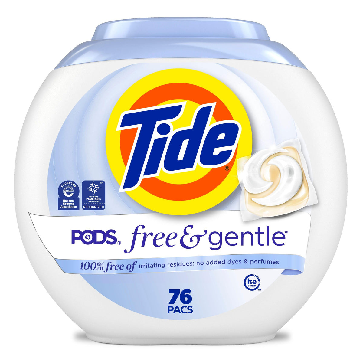 Tide PODS Free & Gentle Liquid Laundry Detergent Pacs, HE Compatible and Coldwater Clean, 76 Count 🍁 All In One Marketplace Canada