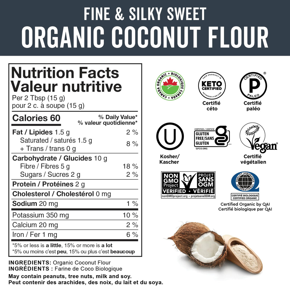Viva Naturals Organic Coconut Flour, Gluten-Free, Unbleached & Unrefined, 4 LB 🍁 All In One Marketplace Canada