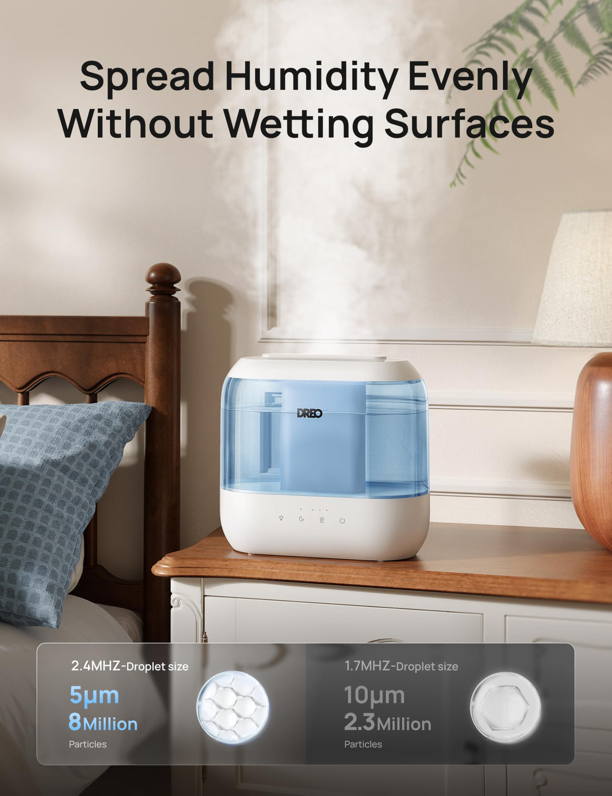 DREO 4L Humidifiers for Bedroom, 28dB Quiet Top Fill Supersized Cool Mist Humidifier for Baby Large Room, Oil Diffuser and Nightlight, 32H Runtime, Ultrasonic Humidifier for Home, Nursery, Plants 🍁 All In One Marketplace Canada
