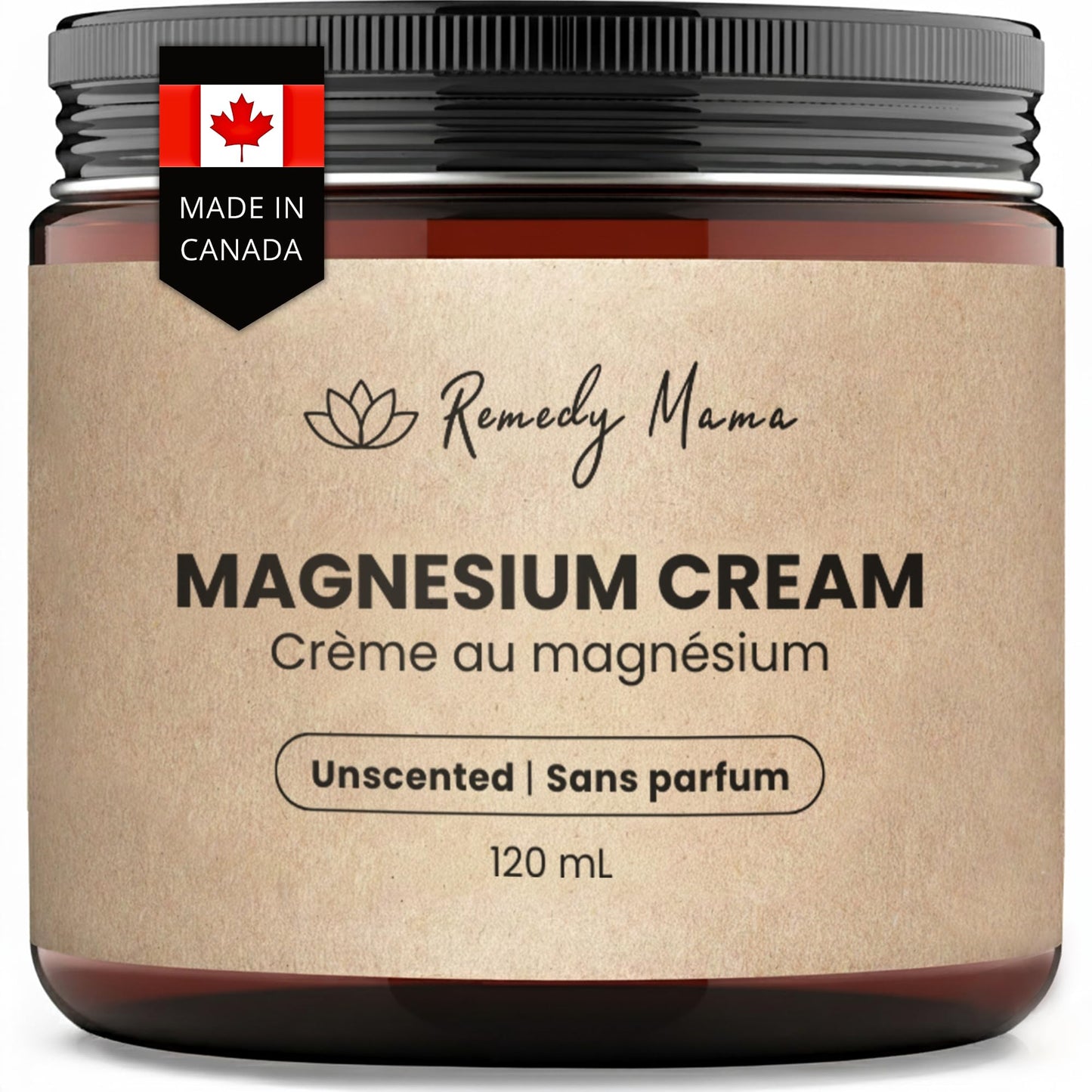 Remedy Mama Unscented Magnesium Cream for Daily Comfort – with Hemp Seed Oil, Jojoba Oil, Mango & Shea Butter – Magnesium Oil Spray Alternative – Natural, Gentle & Skin-Friendly – 4oz Glass Jar – Made in Canada 🍁 All In One Marketplace Canada