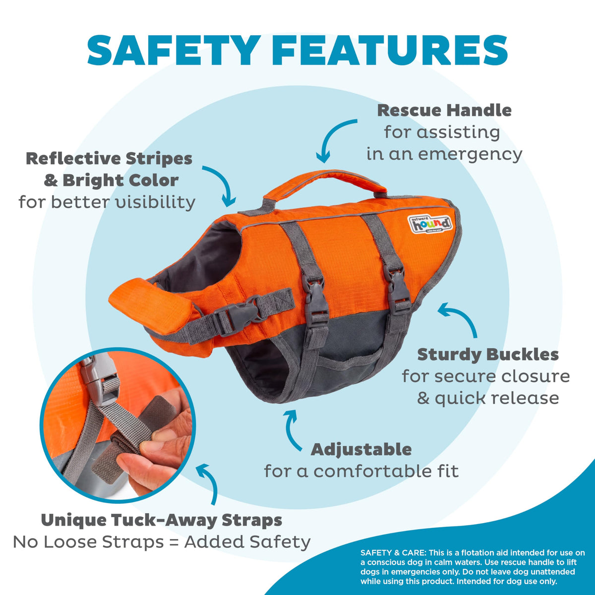 Outward Hound Granby Splash Dog Life Jacket with Handle, Reflective Floating Vest for Swimming & Boating, Maximum Buoyancy, All Skill Levels, Small Dogs & Puppies (16–20" Girth), Orange, Small 🍁 All In One Marketplace Canada