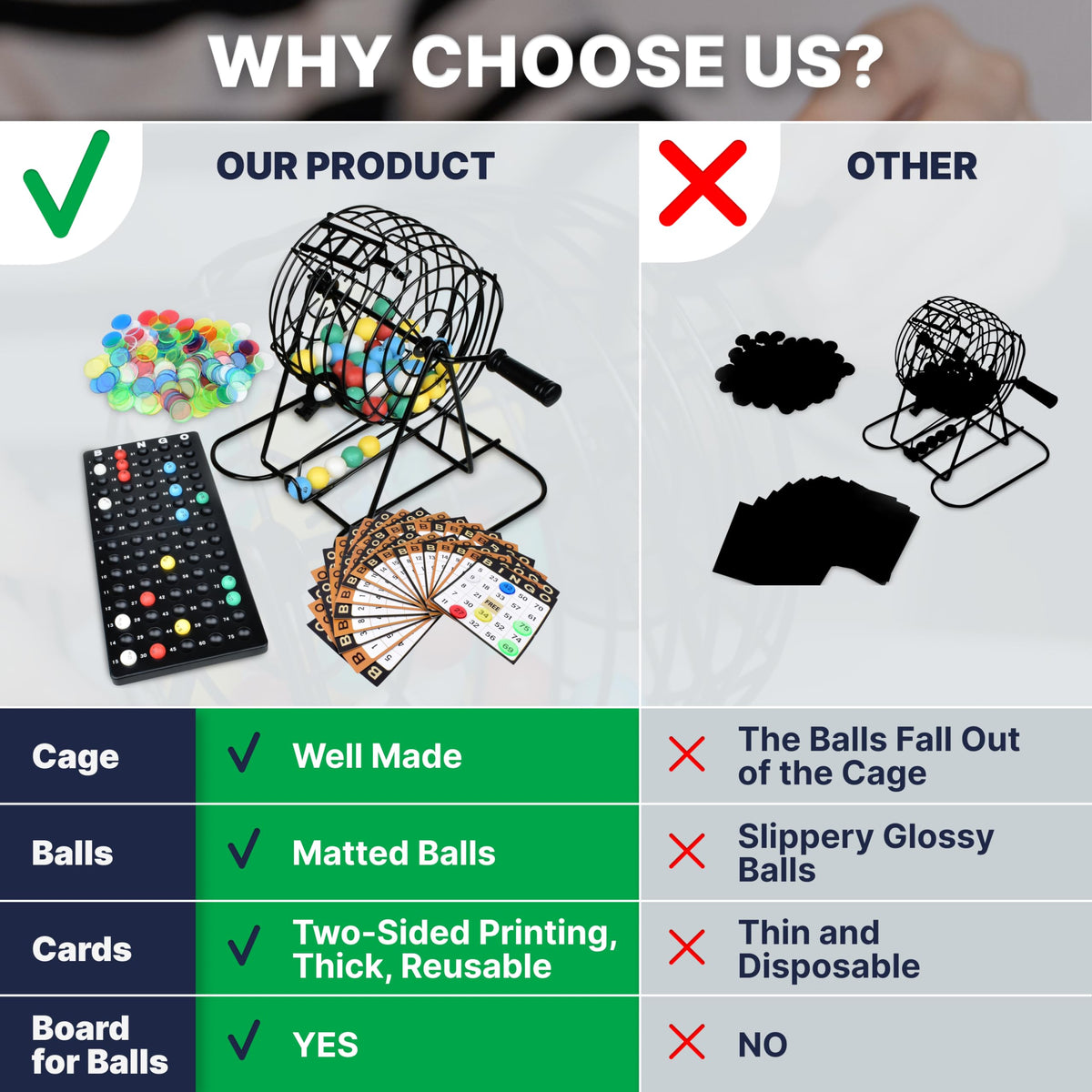 Queensell Bingo Game for Adults - Best Board Game With Metal Cage, Balls Set, and Cards - Family Game for Large Groups 🍁 All In One Marketplace Canada