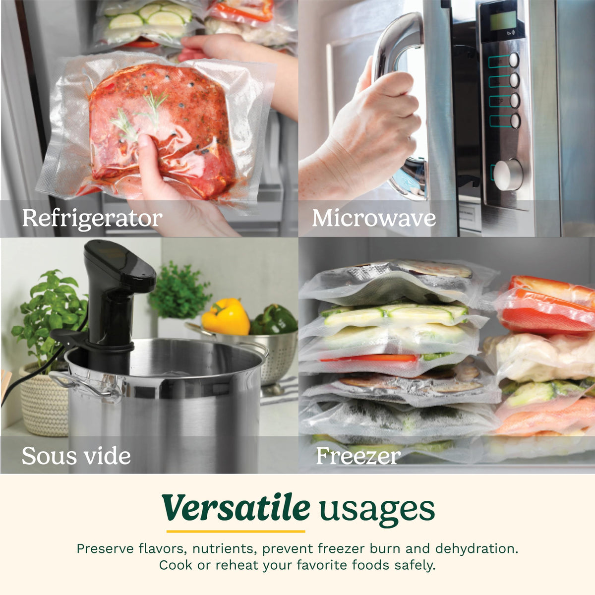 Cuisinart Universal Vacuum Food Saver Sealer Bags 2-Pack 8" x 20ft. Rolls (VSB-82C) BPA Free, Microwave & Freezer Safe , white 🍁 All In One Marketplace Canada