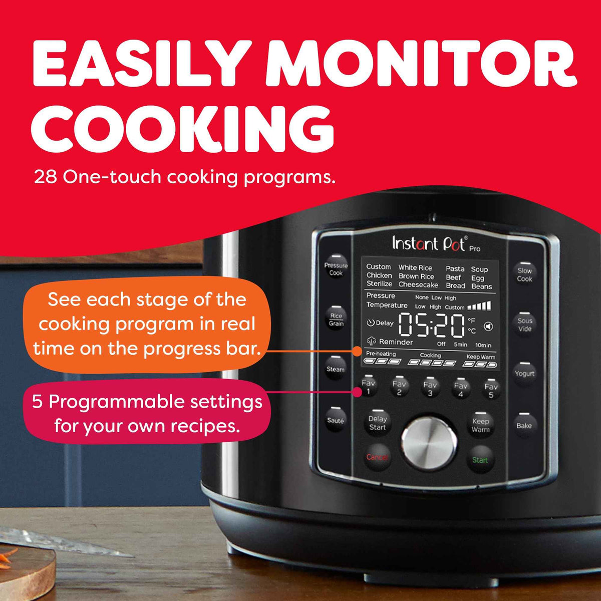 Instant Pot Pro (8 Quart) 10-in-1 Pressure Cooker, Slow Cooker, Rice/Grain Cooker, Steam, Sauté, Sous Vide, Yogurt Maker, Sterilizer and Warmer, Includes App