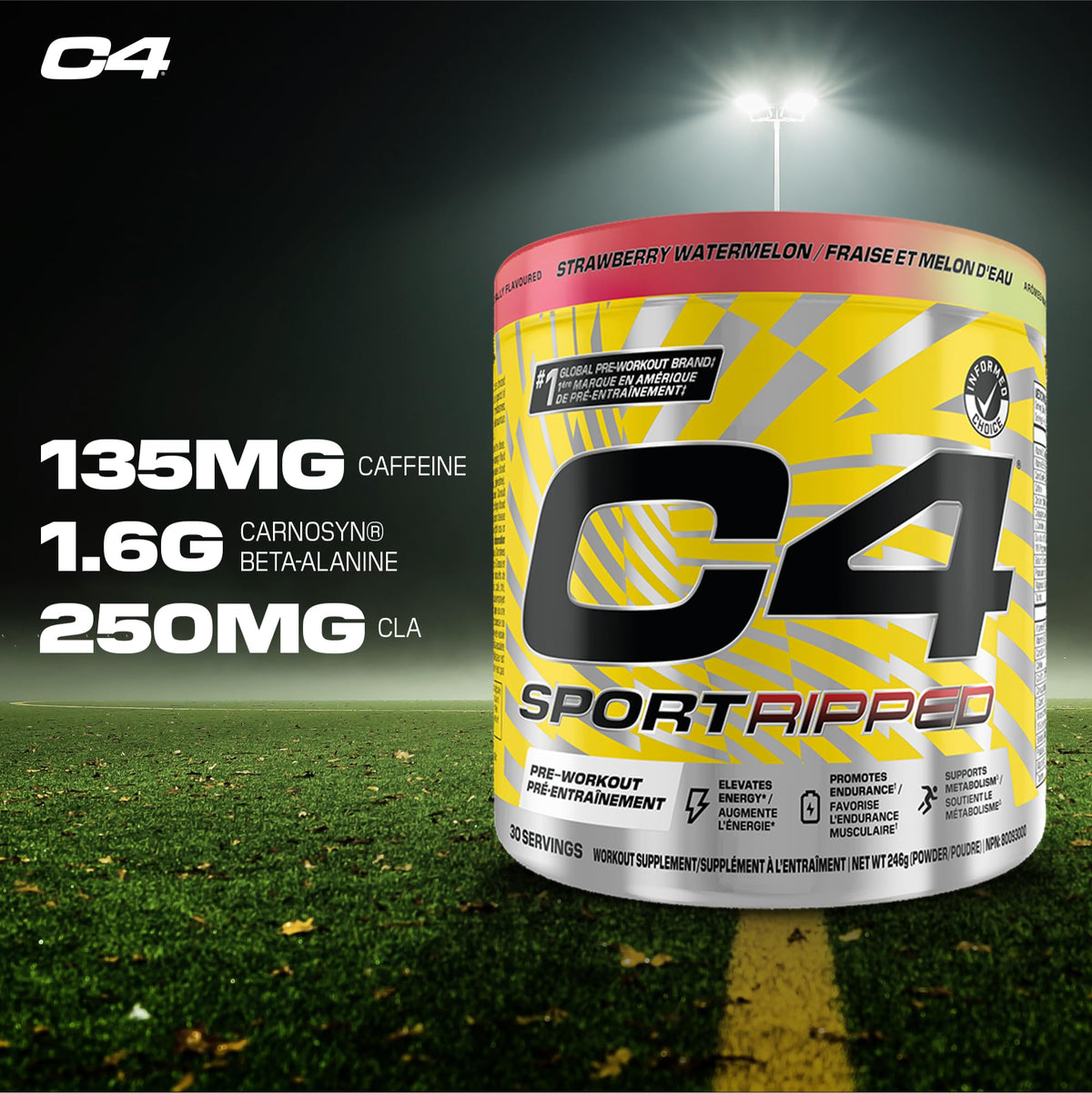 Cellucor C4 Ripped Thermogenic Pre Workout Powder - Informed-Choice Certified Preworkout Energy & Fat Metabolism - Strawberry Watermelon, 30 Servings 🍁 All In One Marketplace Canada