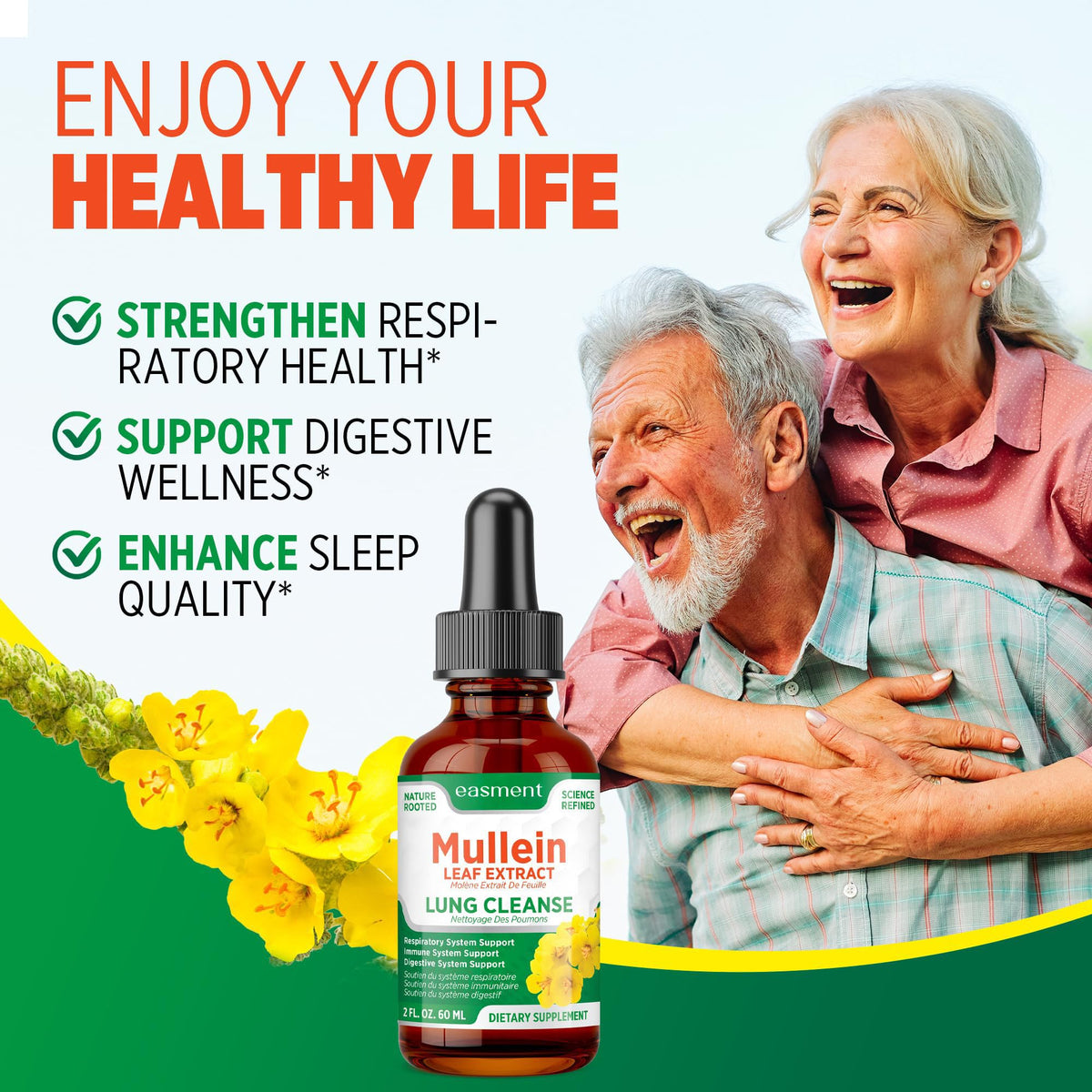 Easment Mullein Leaf Extract Drops for Lungs – Herbal Supplement for Lung Cleanse, Mucus & Phlegm Relief – Alcohol-Free Liquid 🍁 All In One Marketplace Canada