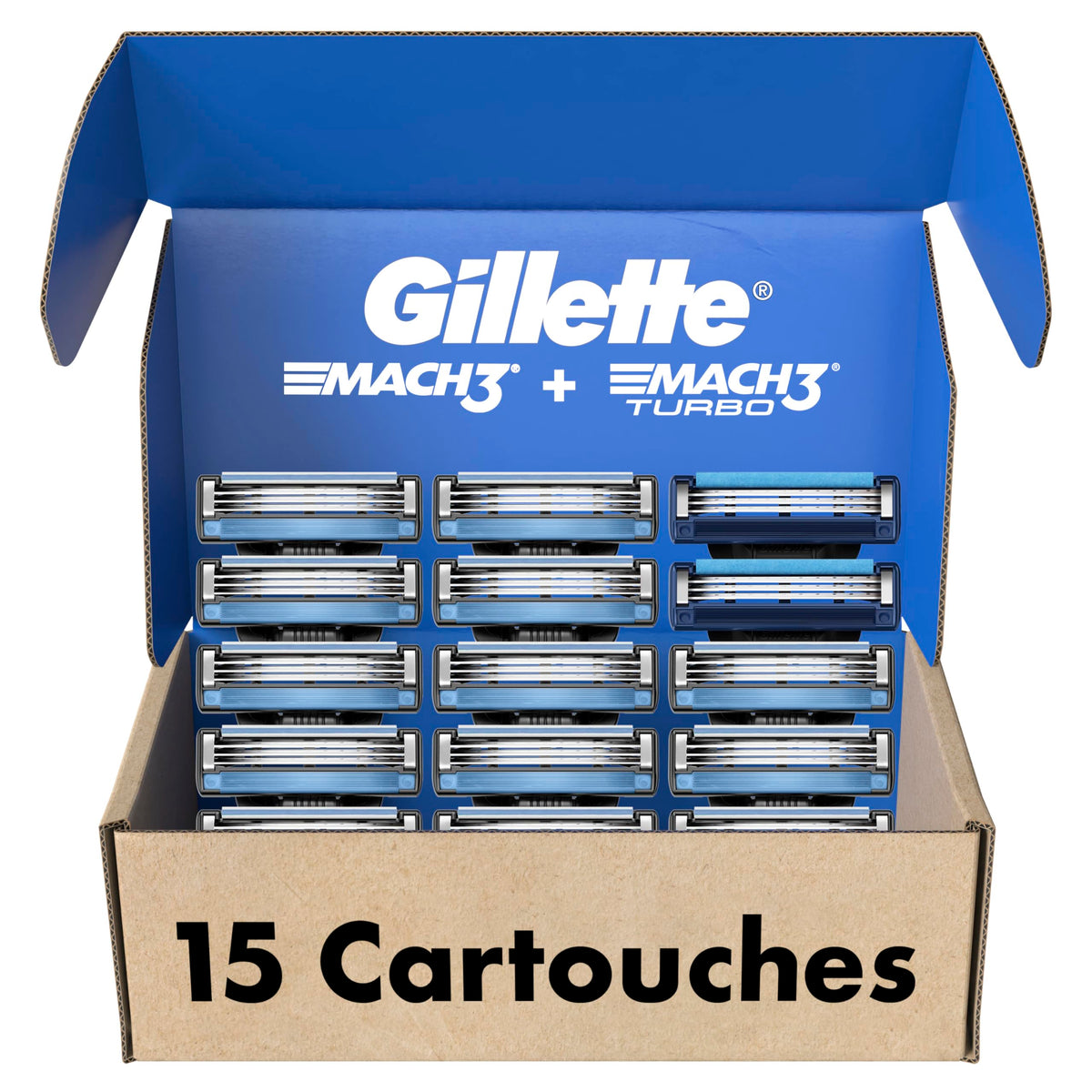 Gillette Men's Razor Blade Refills, 13 Mach3 Cartridges + 2 Mach3 Turbo Cartridges Blue, Total Pack of 15 🍁 All In One Marketplace Canada