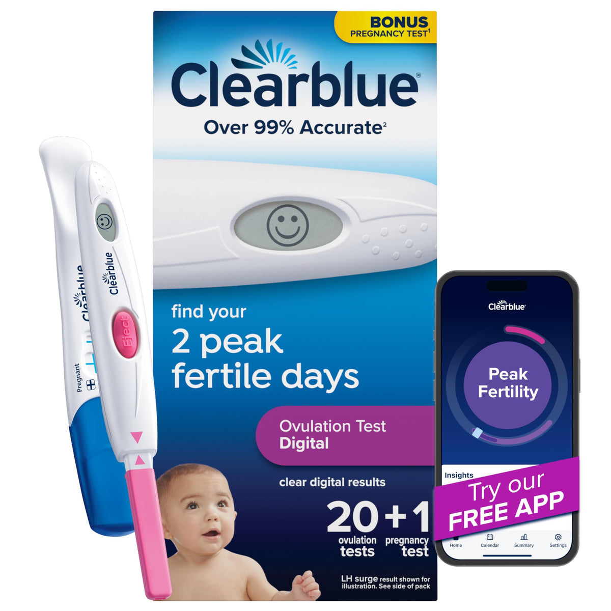 Clearblue Digital Ovulation Test Predictor Kit, Plus Bonus Rapid Detection Pregnancy Test, 20 Ovulation Tests & 1 Pregnancy Test 🍁 All In One Marketplace Canada