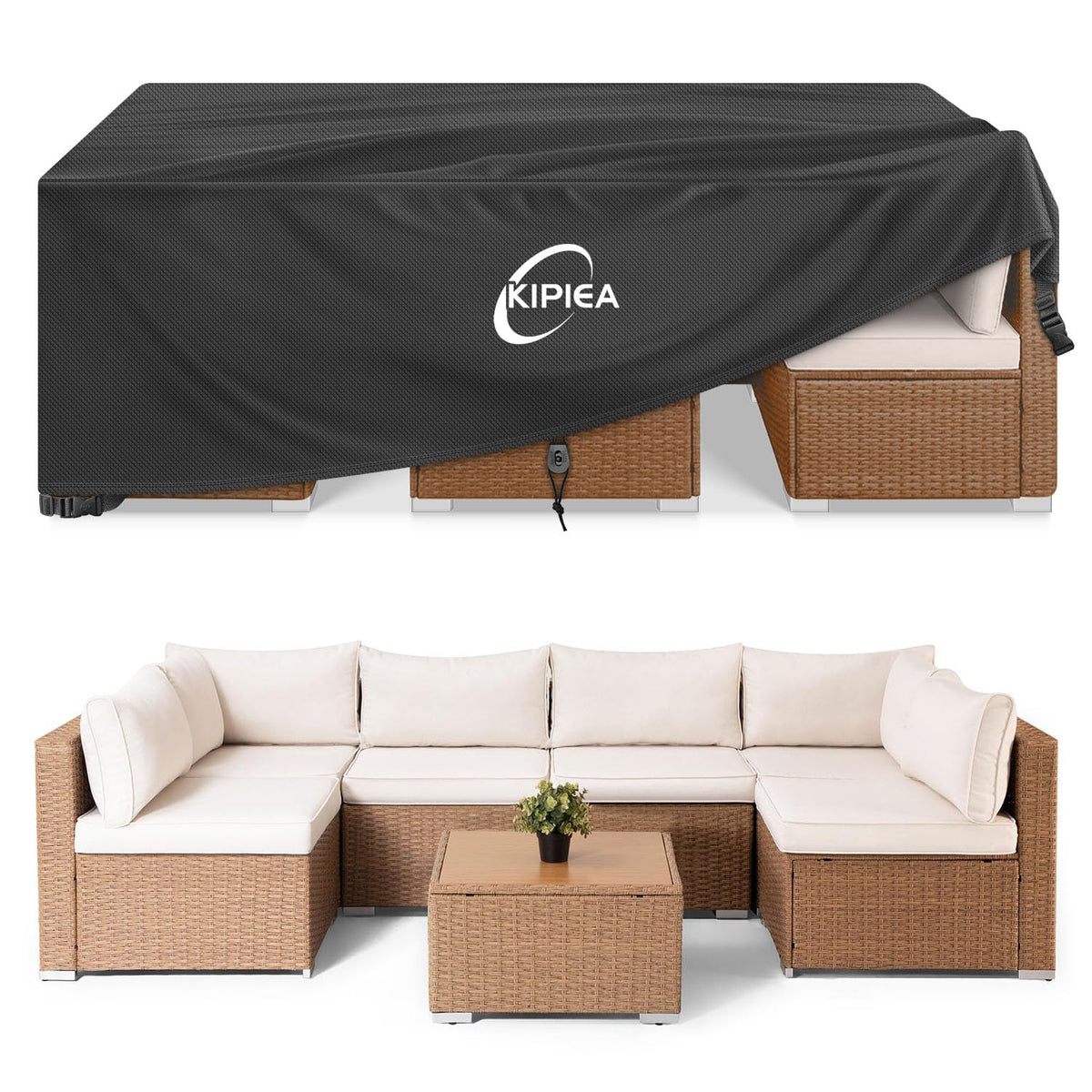 Kipiea Rectangular Patio Furniture Cover, Outdoor Table Chair Set Covers, Waterproof&Anti-UV General Seat Cover,98" L x 98" W x 28" H 🍁 All In One Marketplace Canada