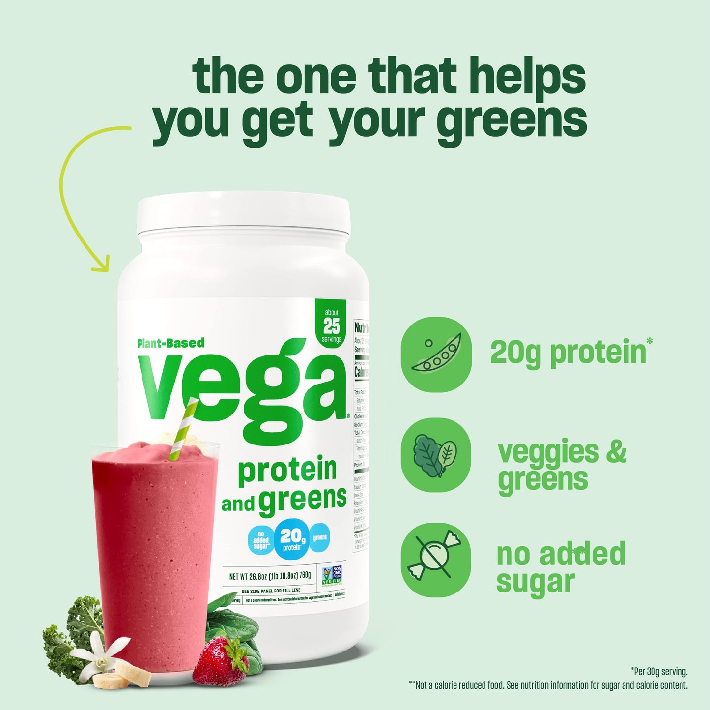 Vega Protein and Greens Berry (21 Servings) Plant Based Protein Powder Plus Veggies, Vegan, Non GMO, Pea Protein For Women and Men, 609g (Packaging May Vary) 🍁 All In One Marketplace Canada