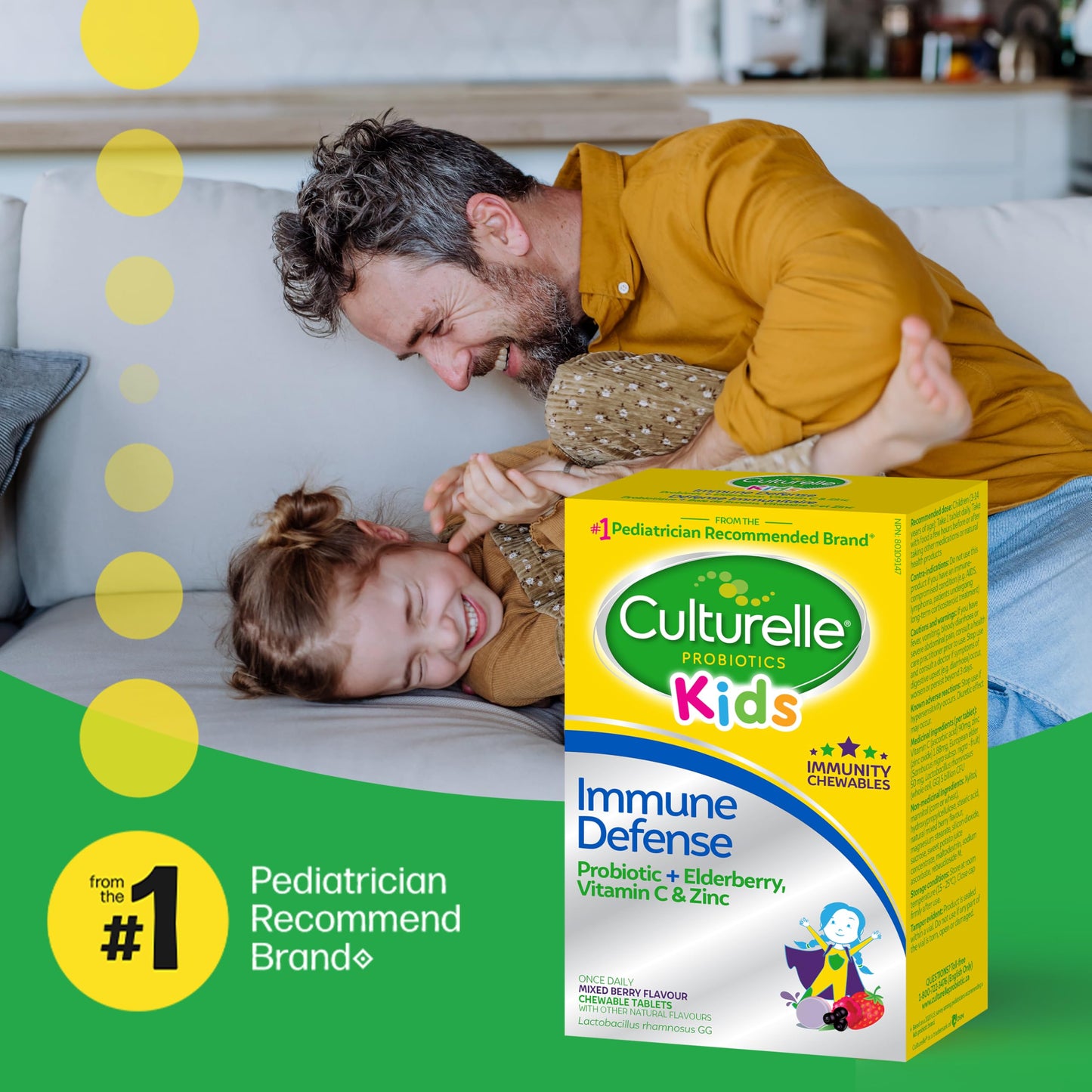 Culturelle Kids Immune Defense, Probiotic + Elderberry, Vitamin C and Zinc, Immune Support for Kids, Mixed Berry Chewables, 30 count 🍁 All In One Marketplace Canada