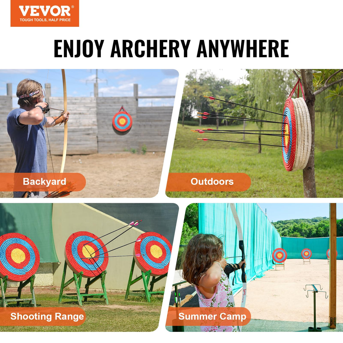 VEVOR Archery Target, 5 Layers 20" Arrow Target, Traditional Solid Straw Round Archery Target Shooting Bow, Hand-Made Arrows Target, Coloured Rope Target for Backyard Outdoor Hunting Shooting Practice 🍁 All In One Marketplace Canada