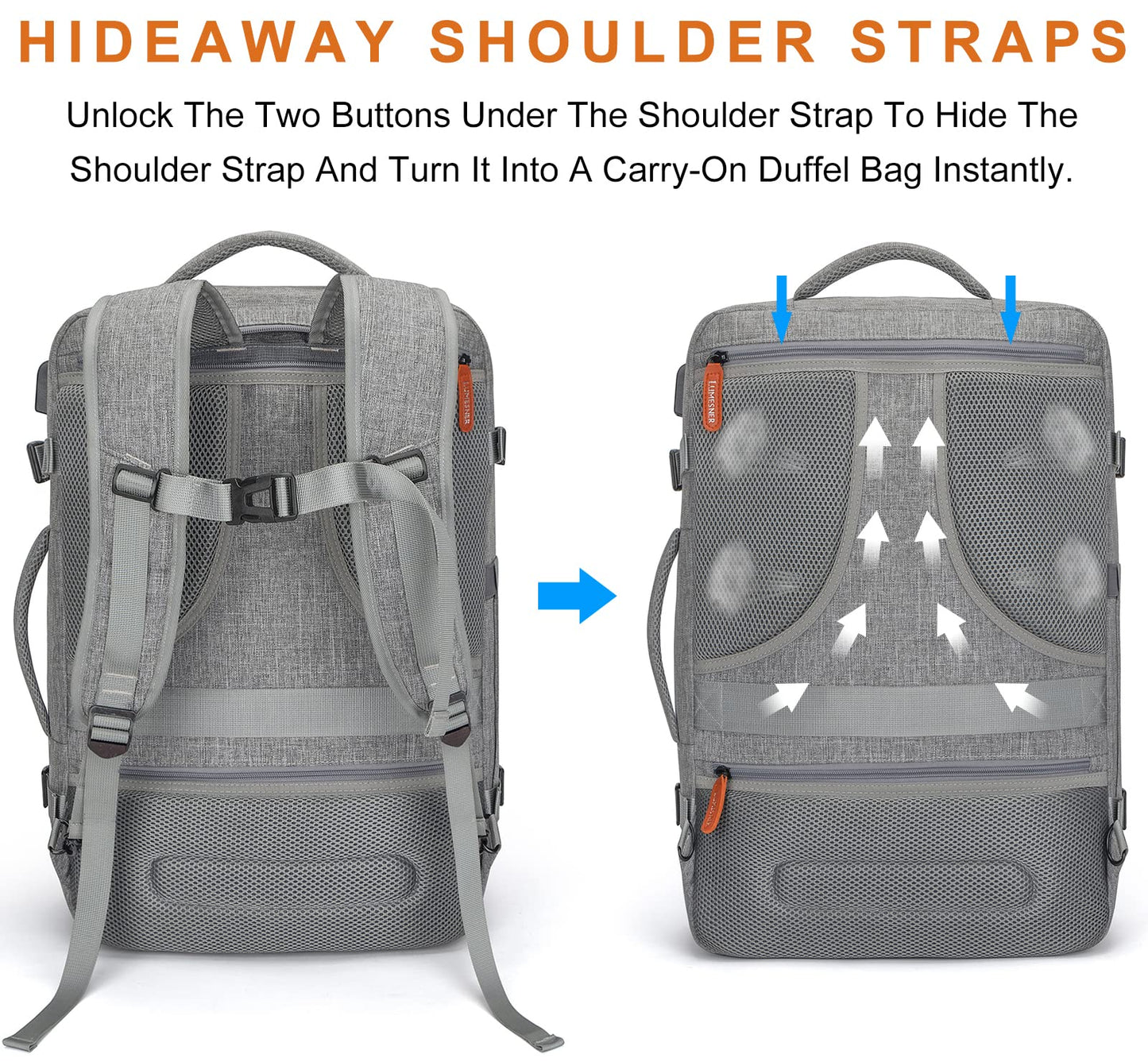 Carry on Backpack, Extra Large 40L Flight Approved Travel Backpack for Men & Women,Expandable Large Suitcase Backpacks With 4 Packing Cubes,Water Resistant Luggage Daypack Business Weekender Bag,Grey 🍁 All In One Marketplace Canada