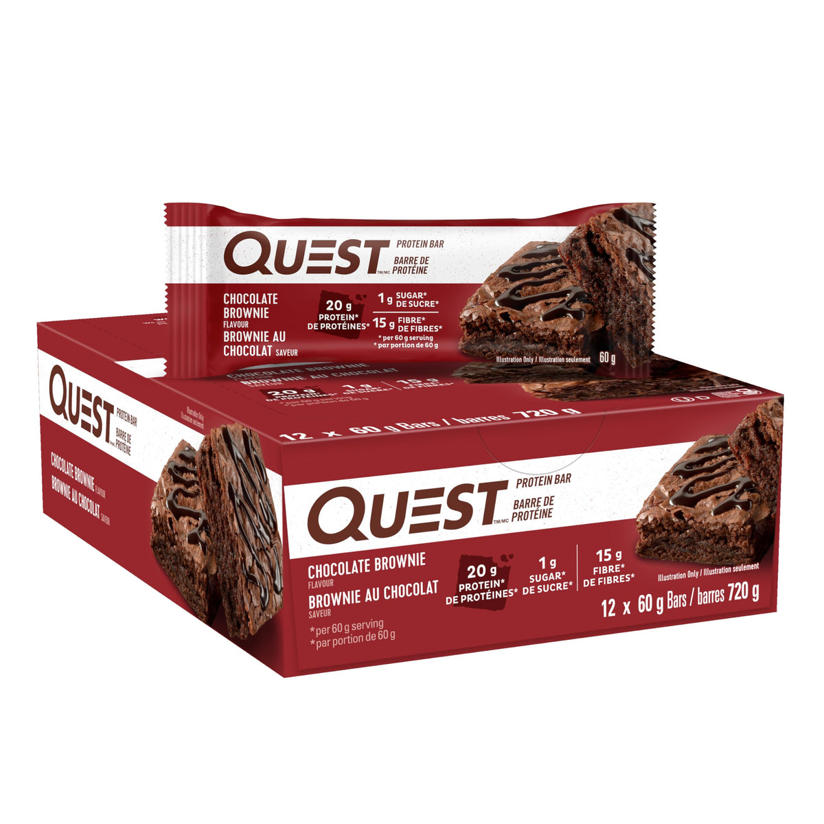 Quest Nutrition Chocolate Brownie Flavour Protein Bar, High Protein, High Fibre, Low Sugar, Keto Friendly, 20g Protein, 1g Sugar, 12ct 🍁 All In One Marketplace Canada