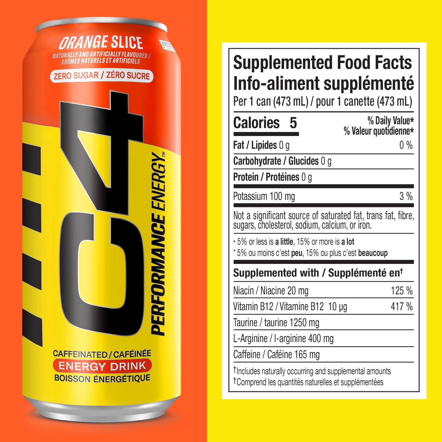 Cellucor C4 Performance Energy Drink, Orange Slice, Carbonated Sugar Free Drink with no Artificial Colours or Dyes, 473mL, 12 count 🍁 All In One Marketplace Canada