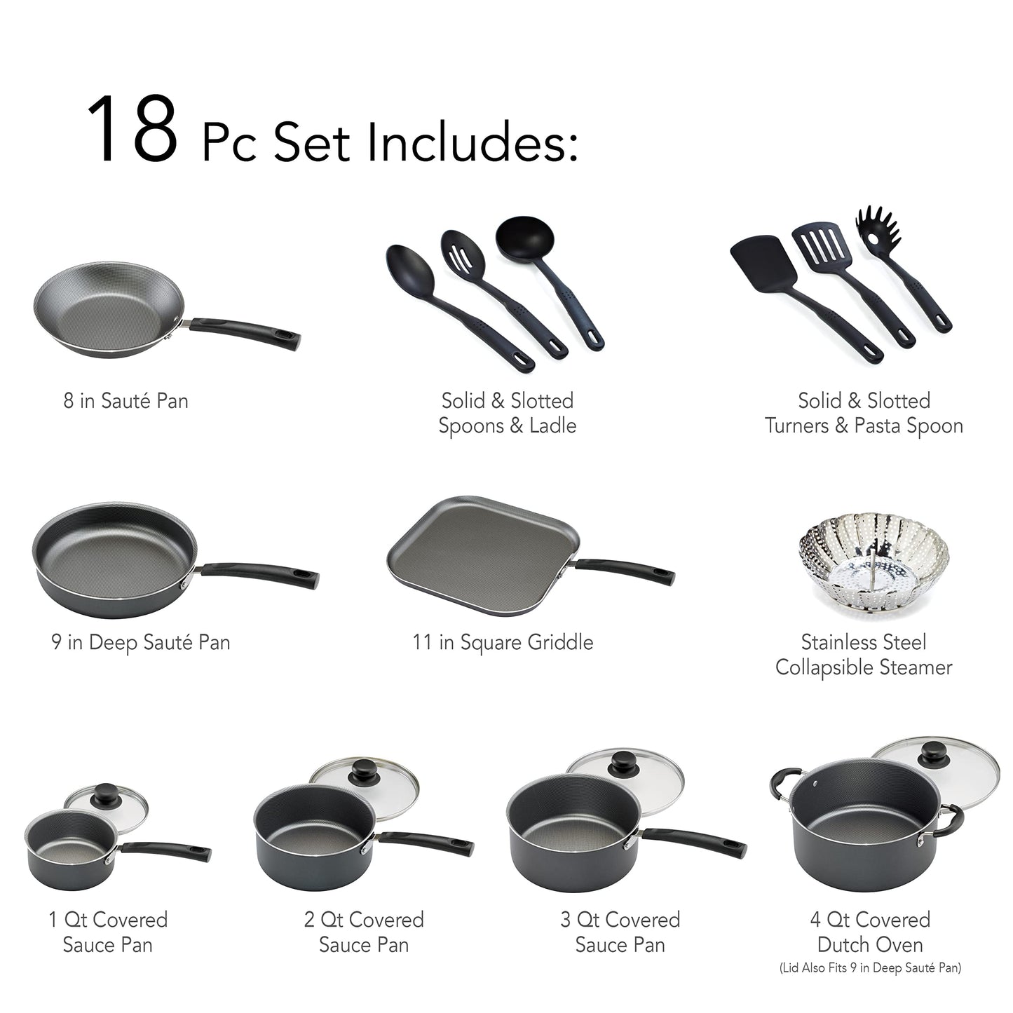 Tramontina PrimaWare 18-Piece Nonstick Cookware Set, Gray 🍁 All In One Marketplace Canada