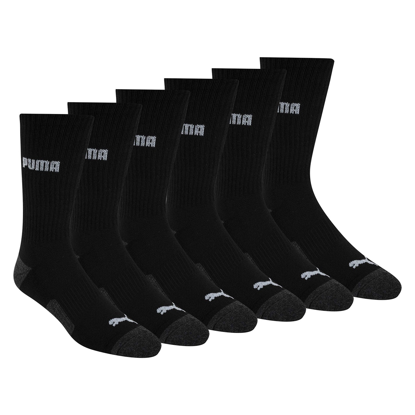 PUMA mens 6 Pack Crew Socks, Black/Grey Logo, 10-13 🍁 All In One Marketplace Canada
