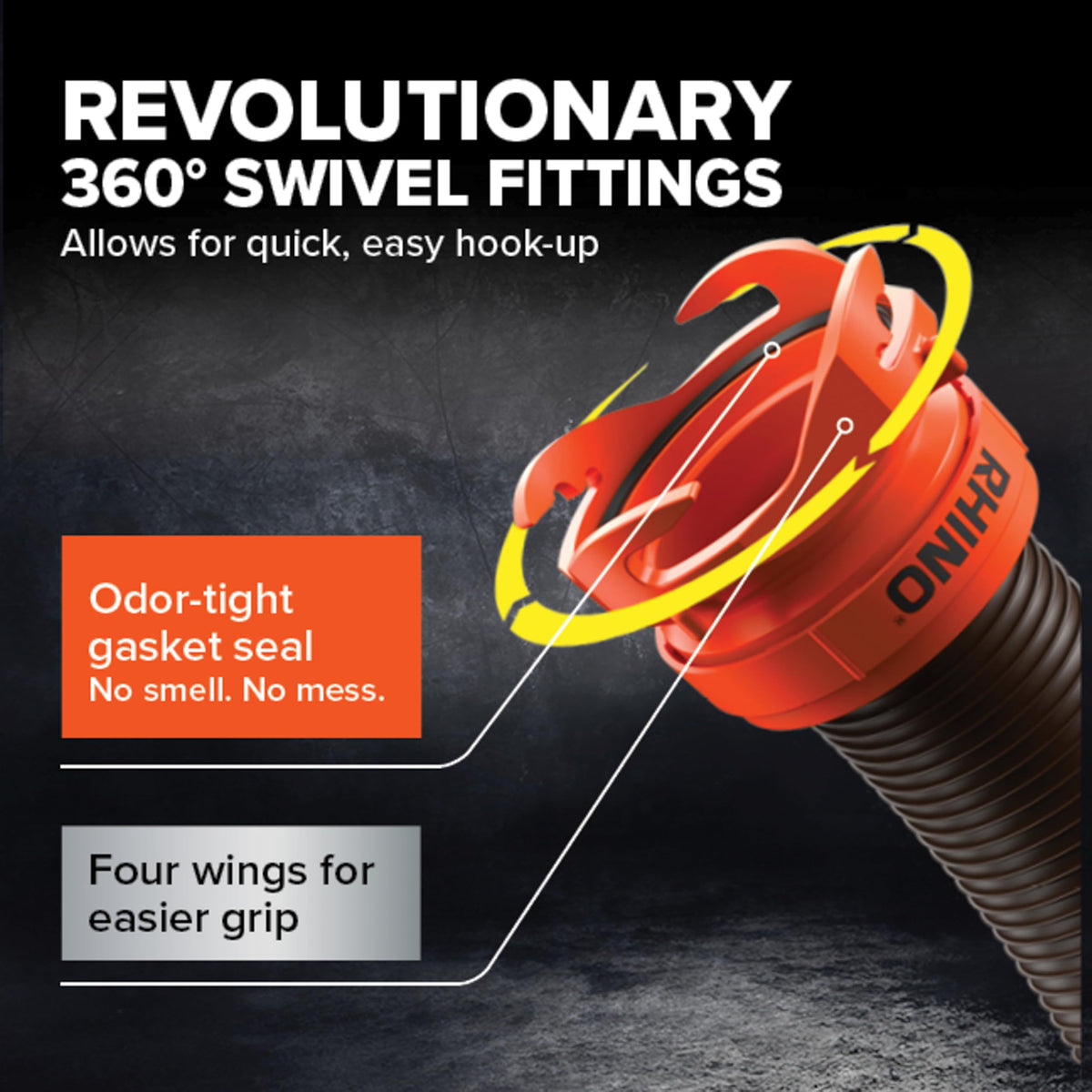 Camco RhinoFLEX 15' Camper/RV Sewer Hose Kit — Includes 4-in-1 Adapter, Clear Elbow, & Caps — Connects to 3″ Slip & 3″, 3 1/2″, 4″ NPT Threaded Sewer Connections (39770) 🍁 All In One Marketplace Canada