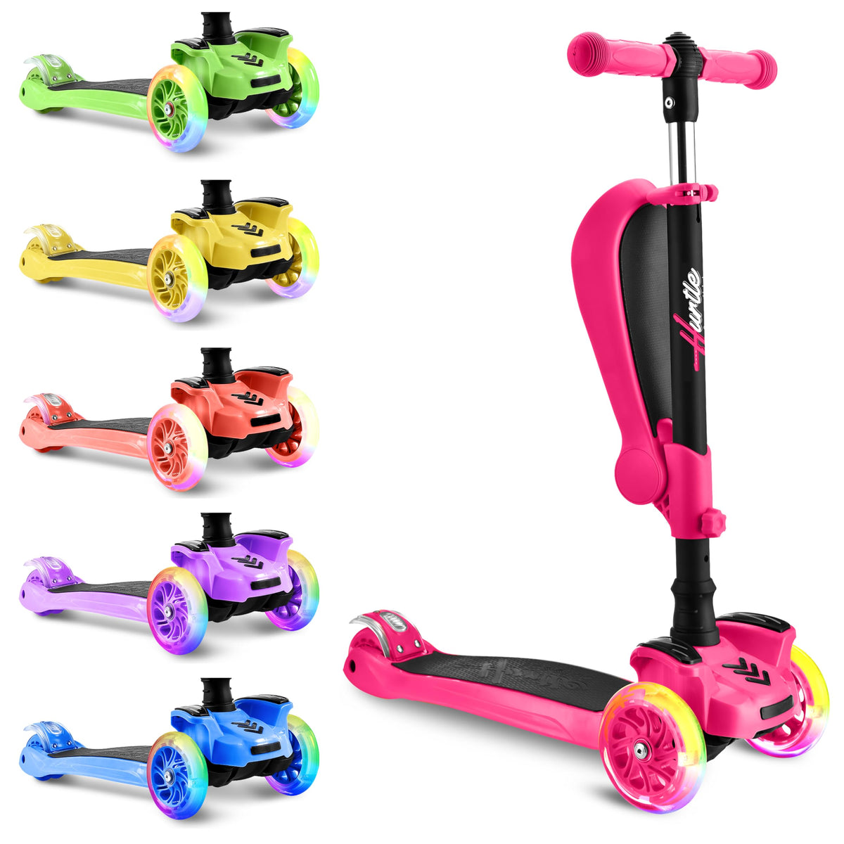 Hurtle - 3 Wheel Foldable Kick Scooter for Kids & Toddlers (Pink CA) 🍁 All In One Marketplace Canada