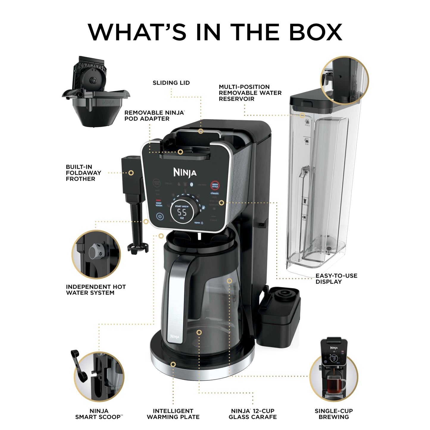 Ninja CFP301C DualBrew Pro Specialty Coffee System, Single-Serve, Pod, and 12-Cup Drip Coffee Maker (Canadian Version) , Black 🍁 All In One Marketplace Canada