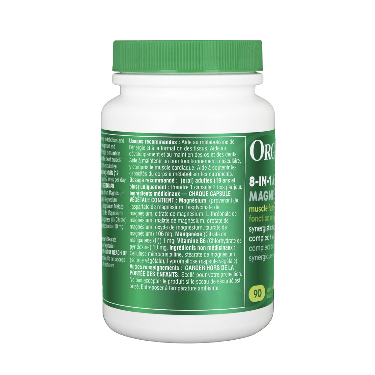 Organika Canadian-Made 8-In-1 Magnesium - 212mg Synergystic Magnesium Complex with Vitamin B6 to Support Muscle Function, Bone Health, Energy, and Cardiovascular Health | 90vcaps, 45 Servings 🍁 All In One Marketplace Canada