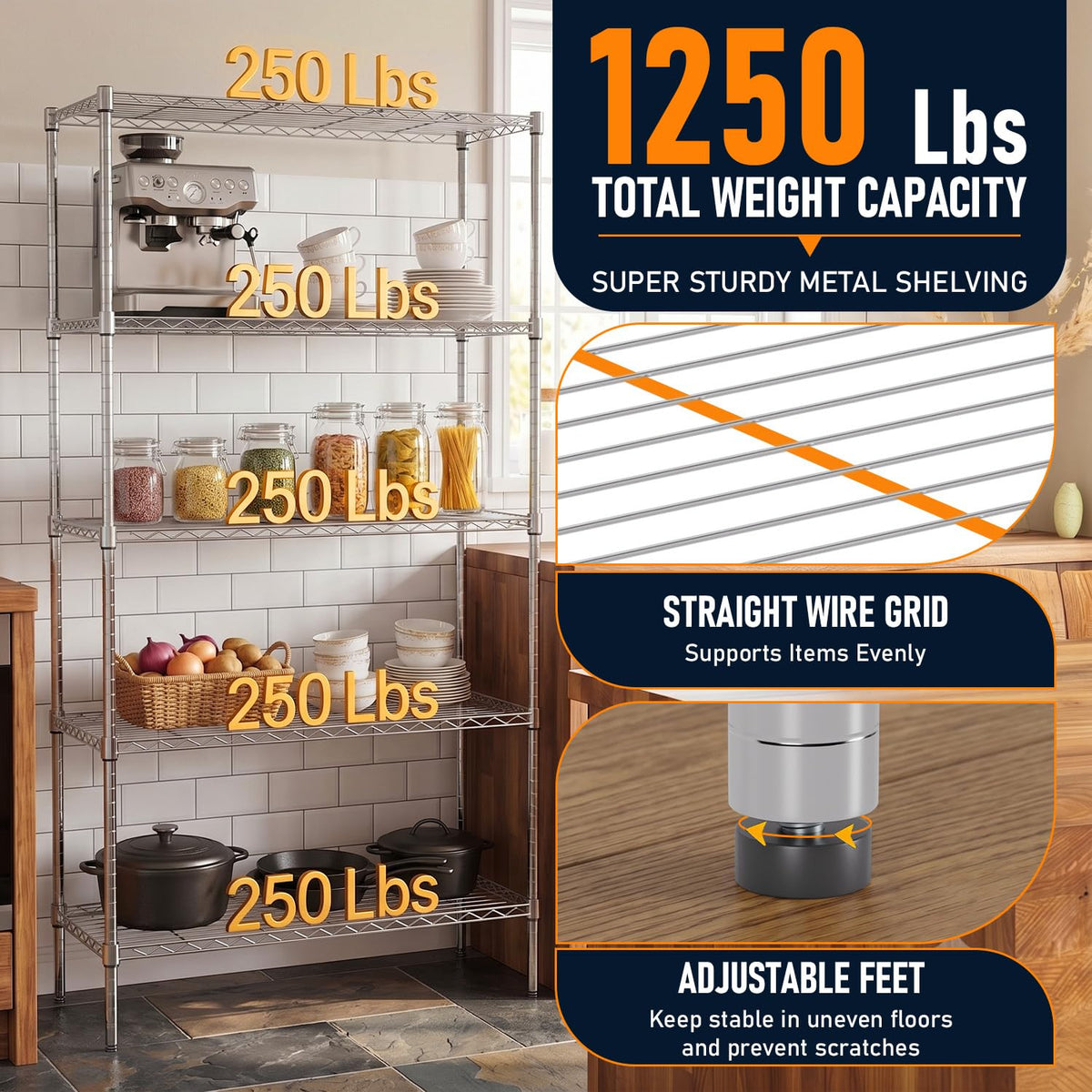 FDW Storage Shelves,Wire Shelving Unit Metal Shelves Heavy Duty Layer Rack Storage Rack Adjustable Utility (Chrome, 36"x 14"x 72") 🍁 All In One Marketplace Canada
