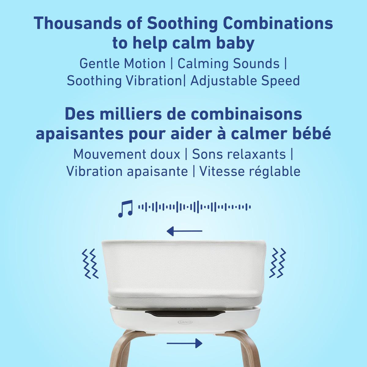 Graco SmartSense Soothing Baby Bassinet & Rocker with Cry Detection Technology, Includes 100% Organic Cotton Sheet, Luna 🍁 All In One Marketplace Canada