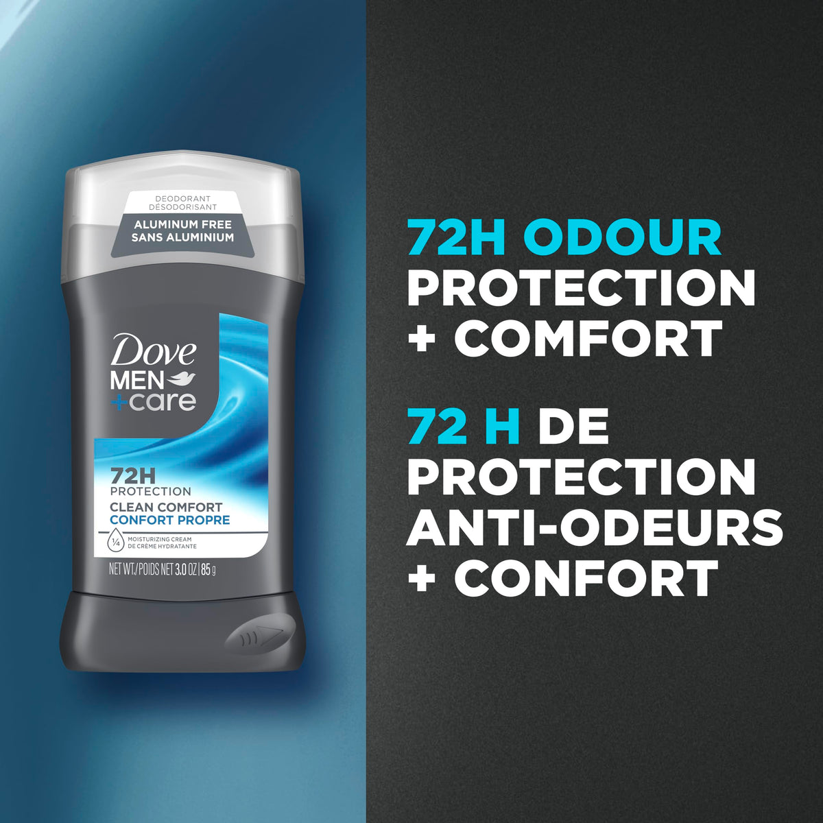 Dove Men+Care Deodorant Stick aluminum-free deodorant formula for 72H protection Clean Comfort with ¼ moisturizing cream, 85g (Pack of 4) 🍁 All In One Marketplace Canada