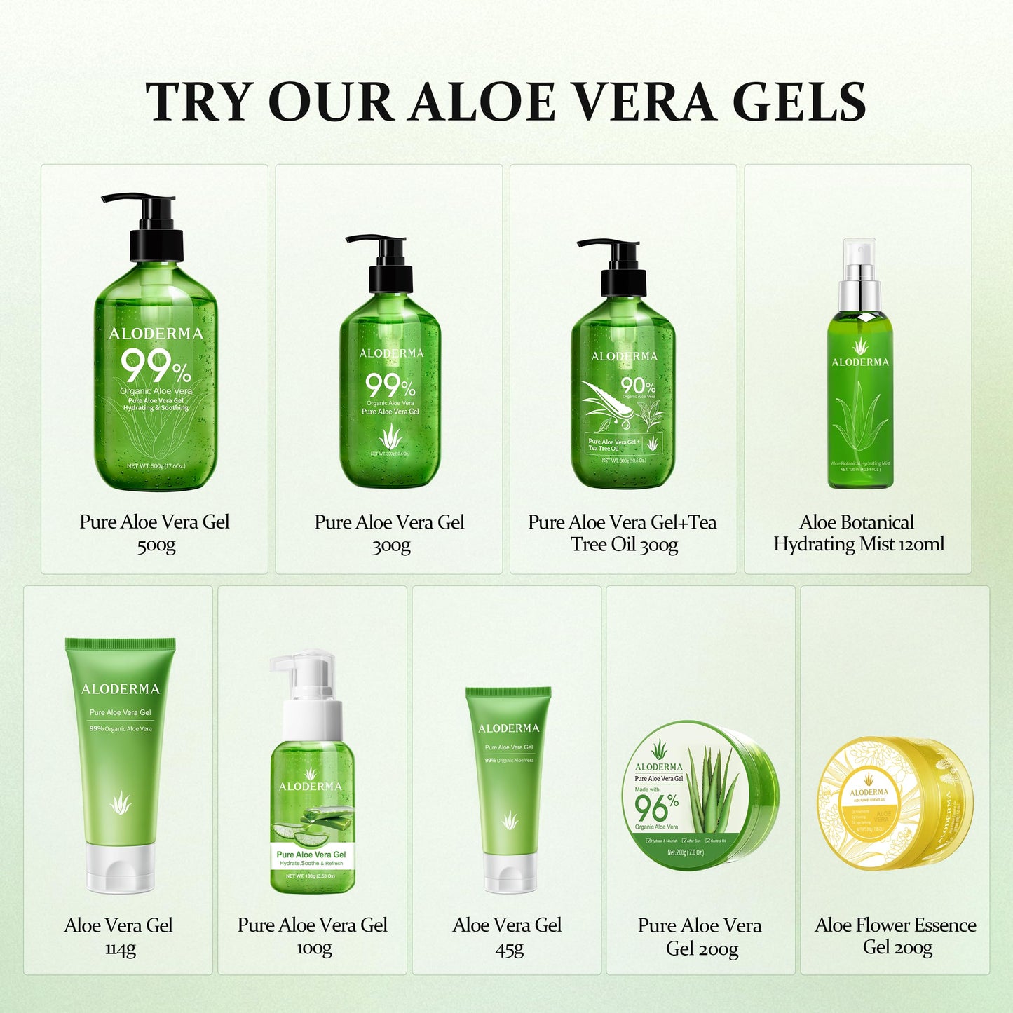 Aloderma 99% Organic Aloe Vera Gel for Skin Made within 12 Hours of Harvest, Non-Sticky Aloe Vera Gel for Sunburn Relief, Natural, Soothing Hydrating Aloe Vera for Face & Hair, Lightweight Gel, 10.6oz 🍁 All In One Marketplace Canada